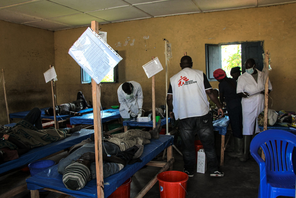 MSF medical teams taking care of patients suspected with cholera inside one of the rooms of the the treatment centre in Kiseguru health zone of Binza, North -Kivu.